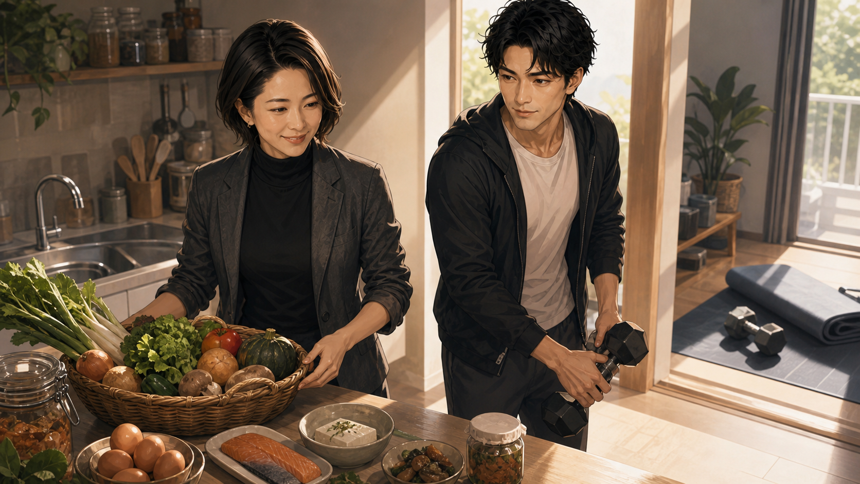 自然な食材と筋トレを無理なく組み合わせる大山とニーナ