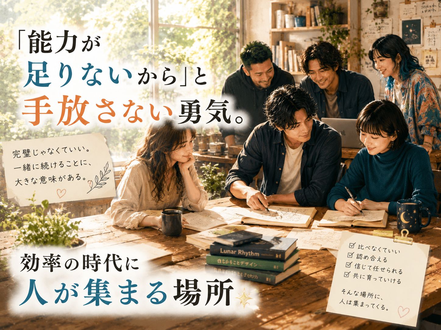 穏やかなアトリエで対話と創作に向き合う様子