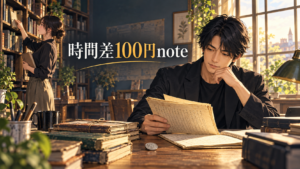 過去の記事を読み返し、時間差で100円の価値をつける大山とチームメンバー