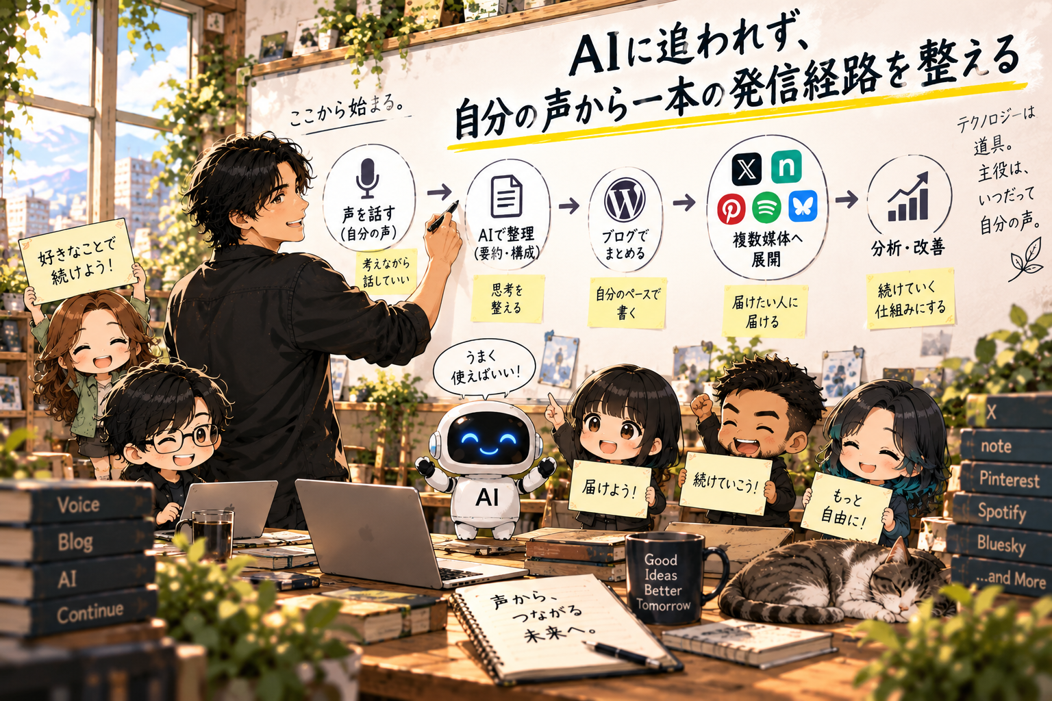 AIに追われず、自分の声から一本の発信経路を整える大山とチーム