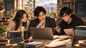 力みをほどきながら、大切なものを選び取る8篇を囲んで語り合う大山とチームメンバー